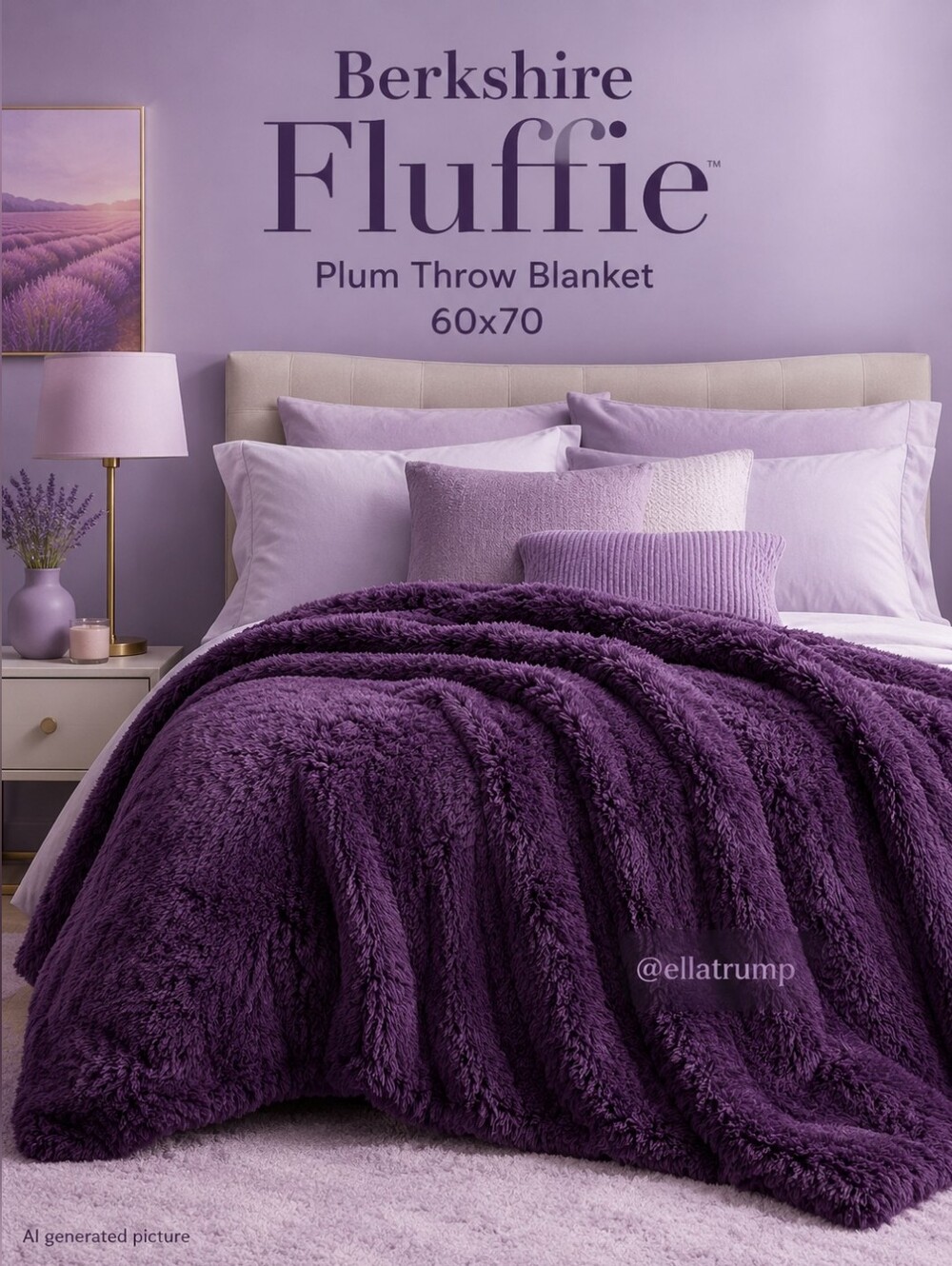 Berkshire Fluffie Plum Throw Blanket 60x70 NEW With Tags